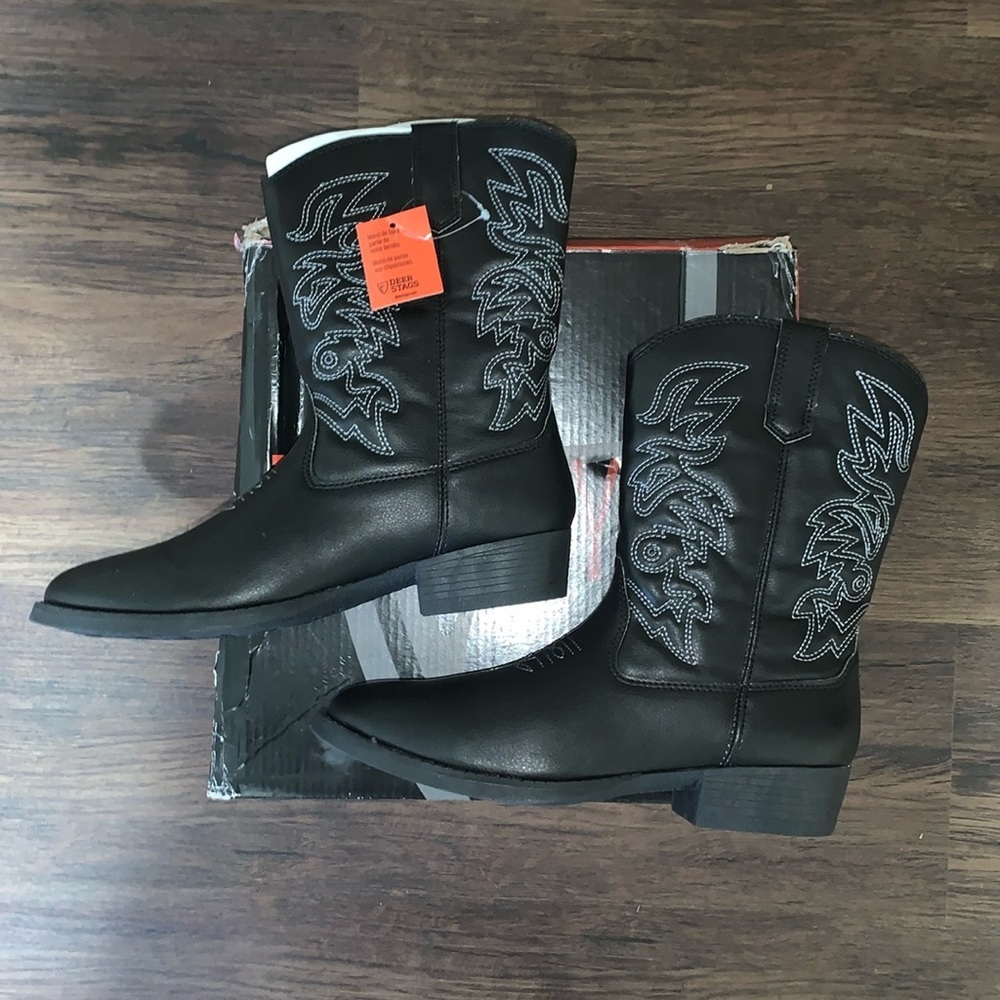 New Deer Stags Ranch Western‎ boots black, size 5M new with box - Picture 2 of 6